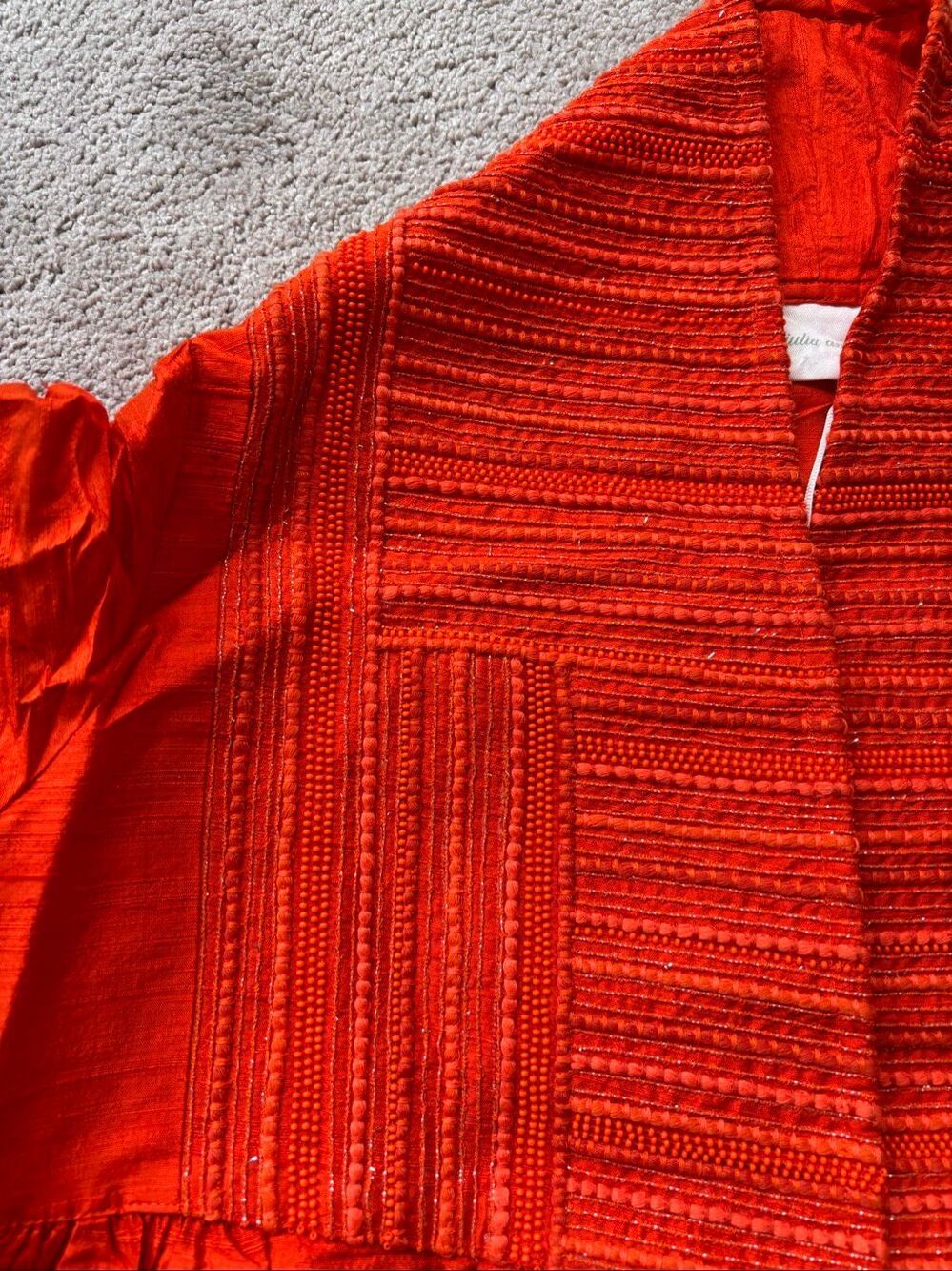 NWT Julia Amory Beaded Dupioni Silk Duster Coat Coral Orange XS, $428 F25 - Picture 4 of 11